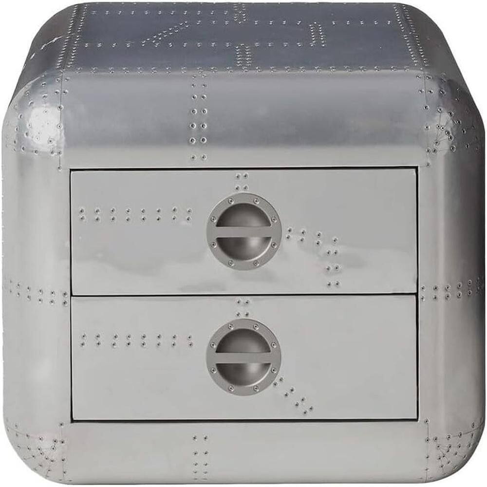 26 in. Silver Square Metal End Table, Sturdy Build End Side Table for Living Rooms