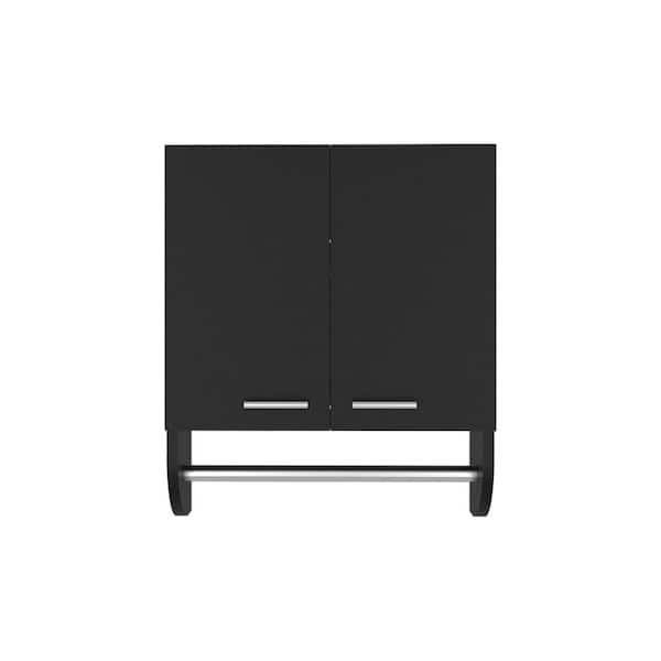 17.4 in. W x 20.3 in. H Rectangular Black MDF Surface Mount Medicine Cabinet without Mirror, with Towel Holder