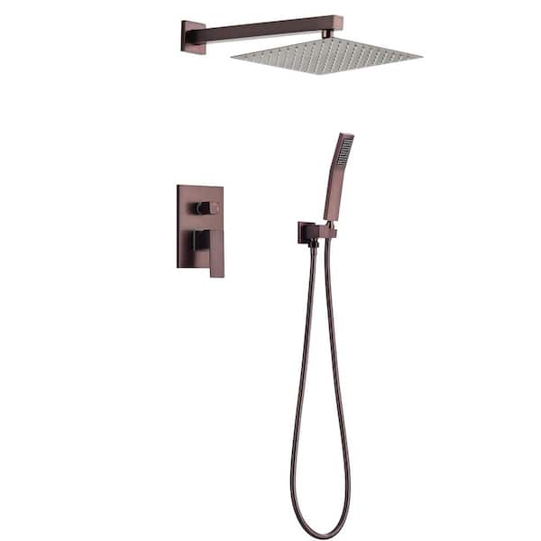 Unbranded Single Handle 2-Spray 10in. Shower Faucet 1.5 GPM with High Pressure in. Oil Rubbed Bronze(Valve Included)