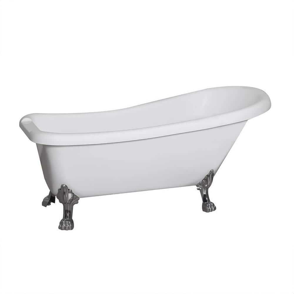 67'' White Acrylic Clawfoot Freestanding Bathtub