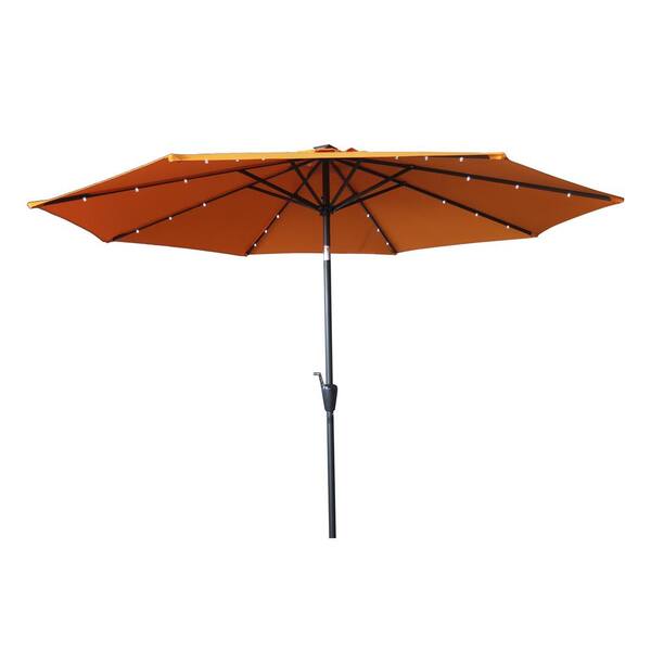 Jushua 10 ft. Patio Market Umbrella with LED Lights in Orange