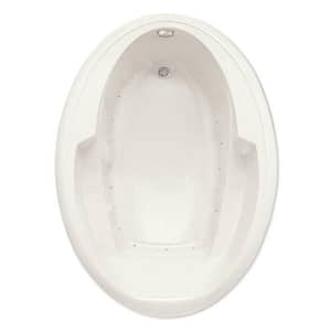 Ariel I 60 in. Acrylic Reversible Drain Oval Drop-In Air Bath Tub in Biscuit