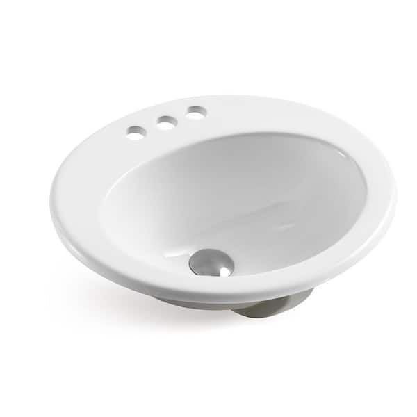 JimsMaison 20 in. Drop-in Bathroom Sink in White Ceramic