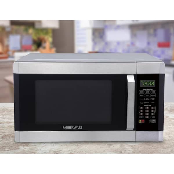 Inverter Technology Black Stainless Steel Ft 1300-Watt Microwave Oven with Smart Sensor Cooking ECO Mode and LED Lighting Farberware Black FMO16AHTBSA 1.6 Cu 