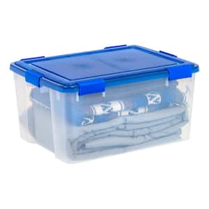 62 Qt. WeatherPro Clear Plastic Storage Box, Lid Blue