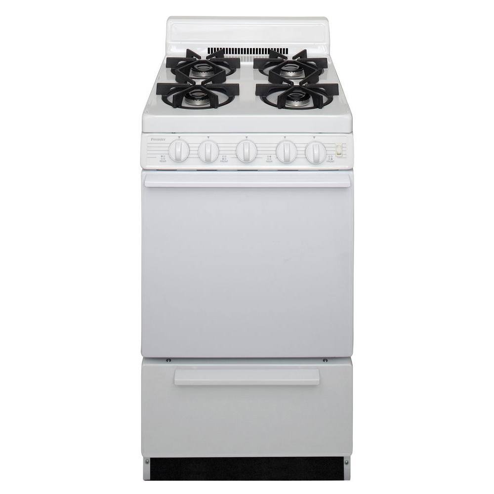 20 in. 2.42 cu. ft. Freestanding Gas Range with Sealed Burners in White