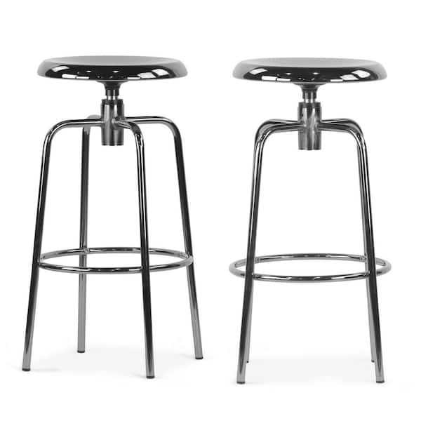 Glamour Home Ayala 26 in. Silver Chrome Metal Counter Stool Set of 2