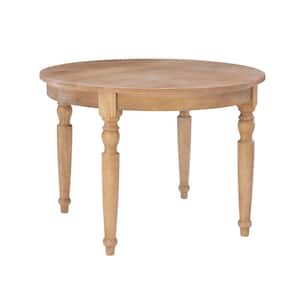 Jacques Natural Finish Round Wood 4-Leg Dining Table Seats-4 (42 in. L x 30.25 in. H)