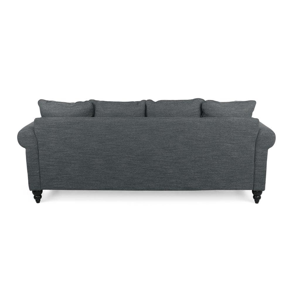 Charcoal Tufted Fabric Lawson Sofa with Nailhead Trim
