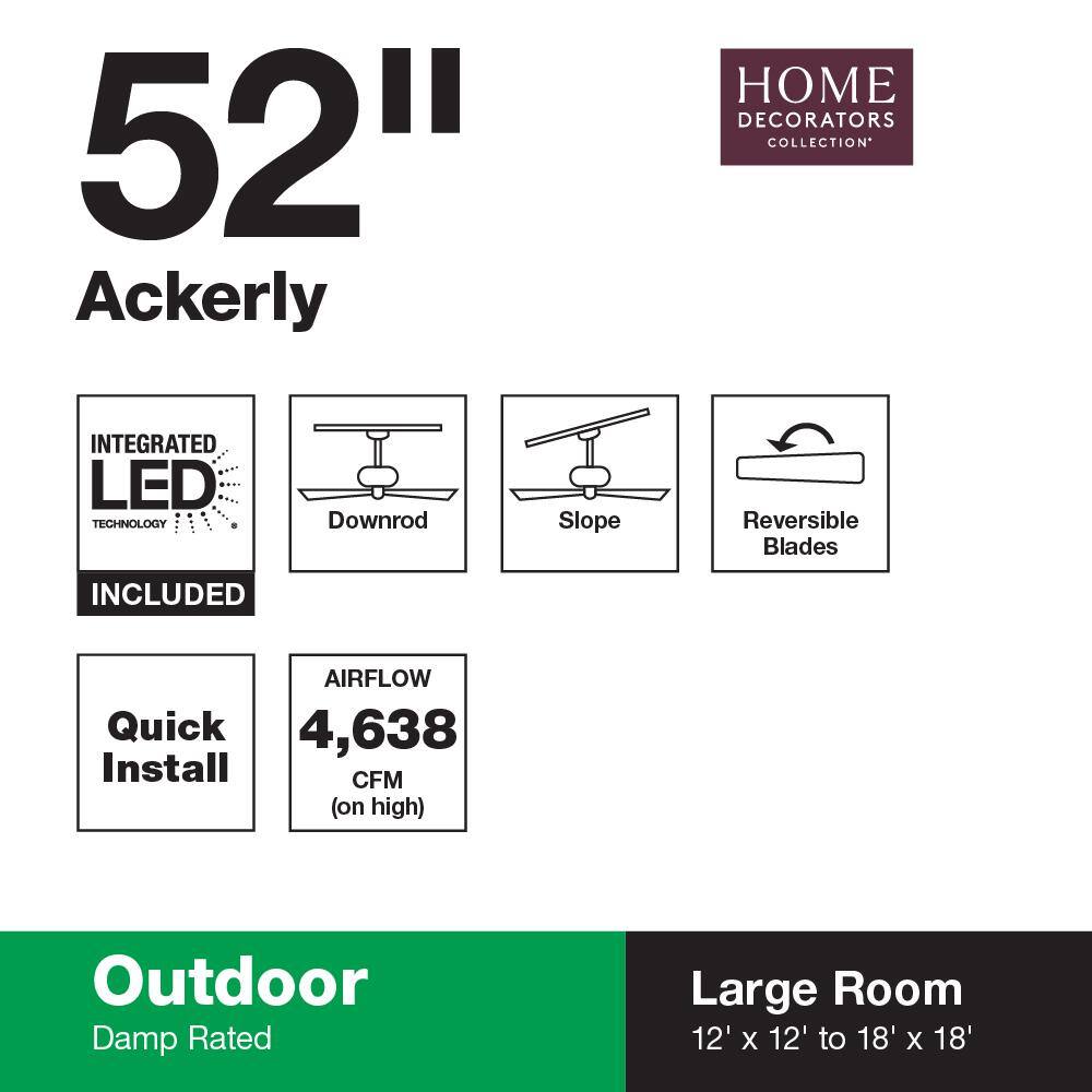 52-inch Bronze Ceiling Fan with Weathered Wood Blades and LED Light