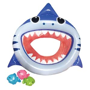 8.5 in. D Blue Vinyl Inflatable Shark Mouth Fish Toss Swimming Pool Game