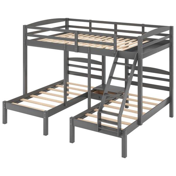L Shaped Full Over Twin Bunk Beds, How Wide Is A Twin Bunk Bed Frame