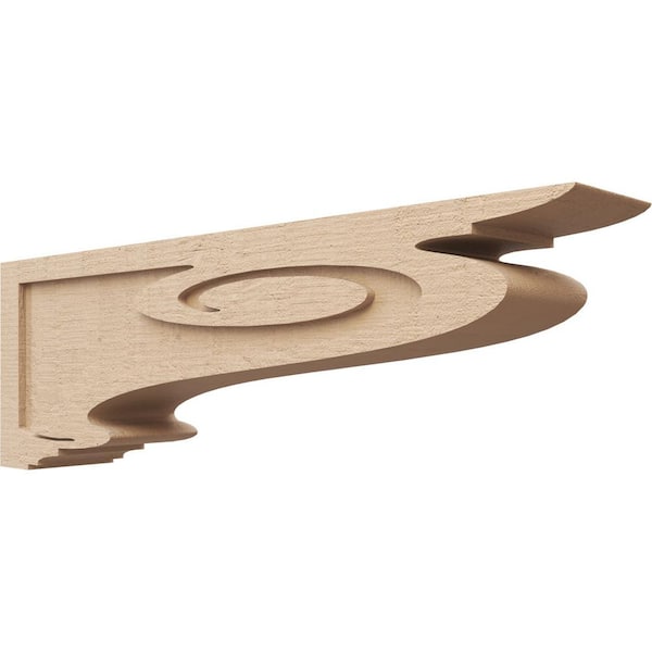 Ekena Millwork 6-in. x 36-in. x 12-in. Series 3 Thin Scroll Rough Cedar Woodgrain Timberthane Polyurethane Corbel, Primed Tan