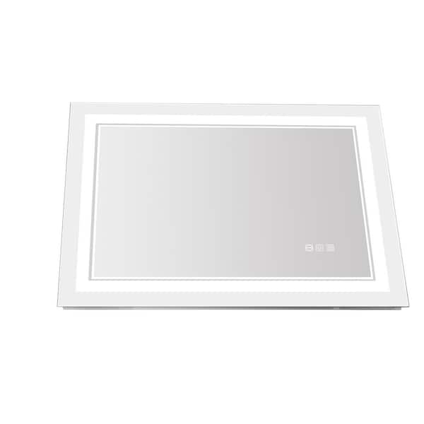 Unbranded 48 in. W x 24 in. H Large Rectangular Frameless Anti-Fog Wall Mounted Bathroom Vanity Mirror in White