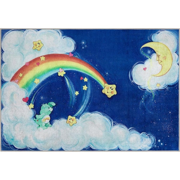Well Woven Care Bears Wish Bear and the Moon Blue 3 ft. 3 in. x 5 ft. Area Rug