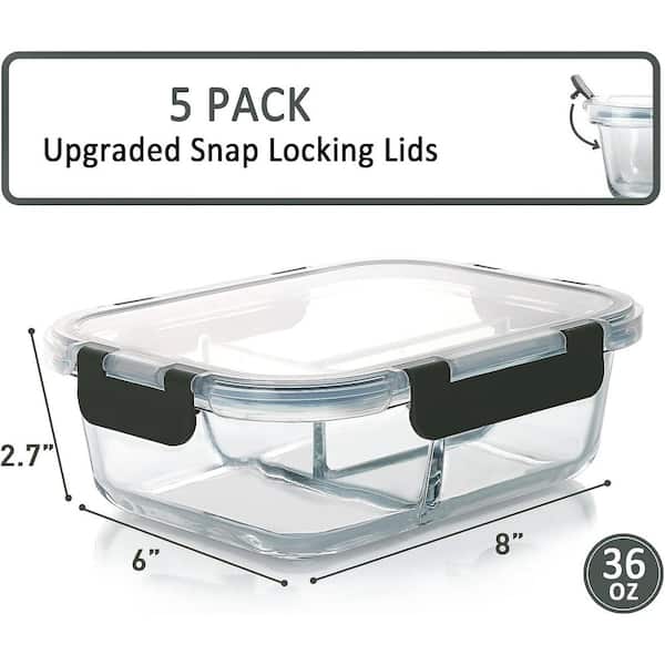 Pack of 30 Meal Prep Food Storage Containers with Clear Plastic Lid, Black