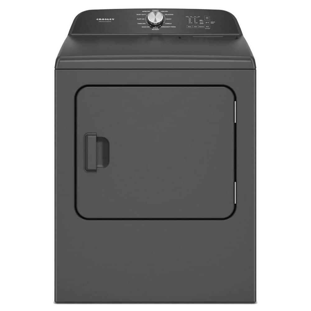 7.0 cu. ft. Vented Front Load Electric Dryer in Volcano Black with 11 Cycle Options and Reversible Door