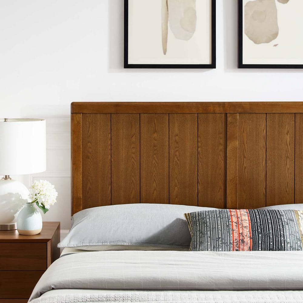 Robbie Full Walnut Rubberwood Tufted Headboard