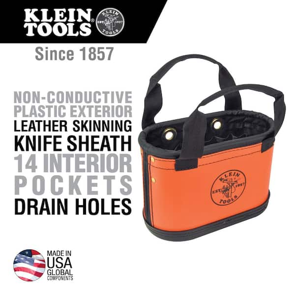 Klein Tools Hard-Body Bucket, 15-Pocket Oval Bucket, Orange/Black 5144HBS -  The Home Depot