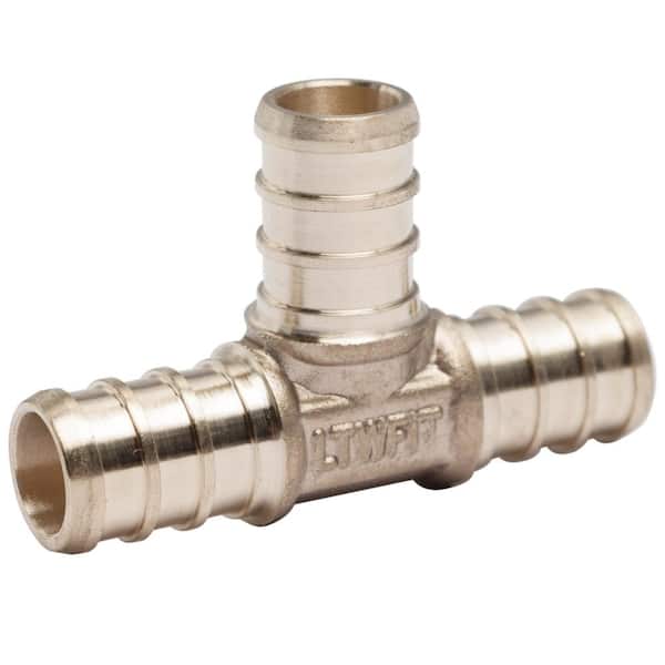 LTWFITTING 1/2 in. x 1/2 in. x 1/2 in. Brass PEX Barb Tee Fittings (5-Pack)