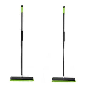 18 in. Green Indoor Multi-Surface 2-in-1 Squeegee Push Broom (2-Pack)