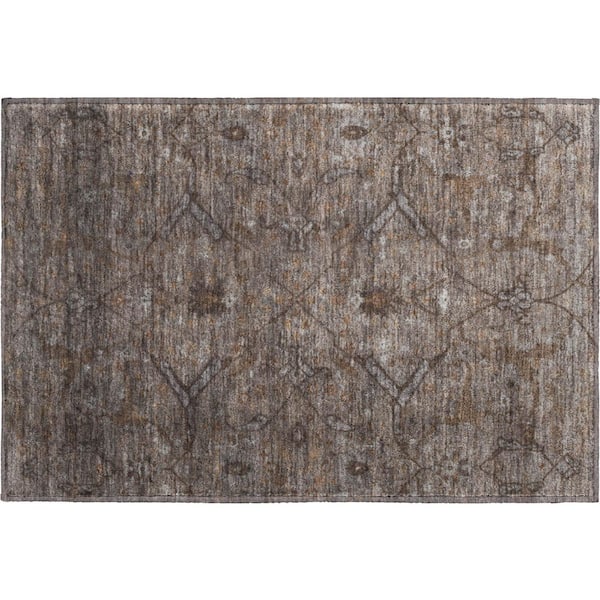 Mayfield Premium Machine Washable Abstract AMF2299 Brown 3 ft. x 4 ft. Area Rug
