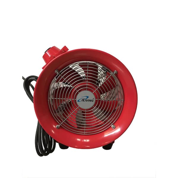 iLIVING Explosion Proof 10 in. Ventilation Floor Fan, With 350-Watt, 1943 CFM, Red