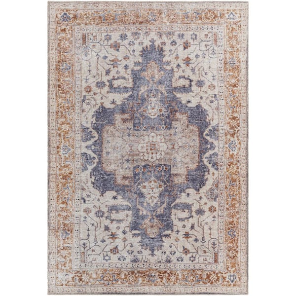 Livabliss Cierra Gray/Camel 3 ft. x 8 ft. Runner Indoor Machine-Washable Area Rug