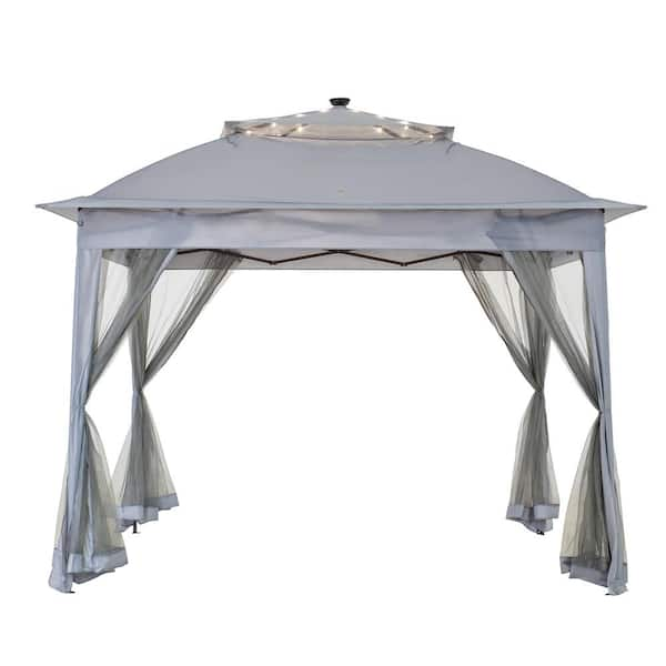 Sunjoy 11 Ft. X 11 Ft. Grey Patio Pop Up Portable Steel Gazebo With ...