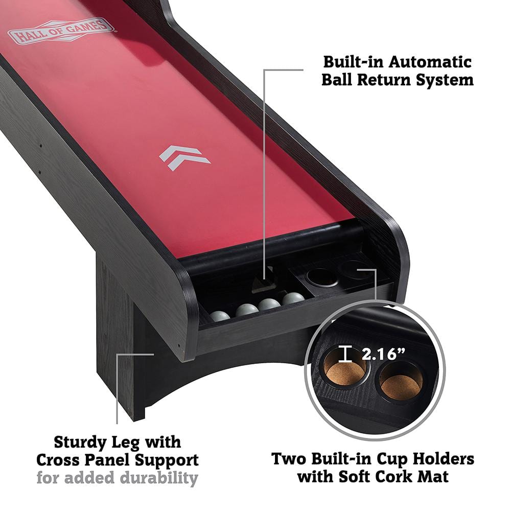 130-Inch Black and Red Wood Roll and Score Arcade Game