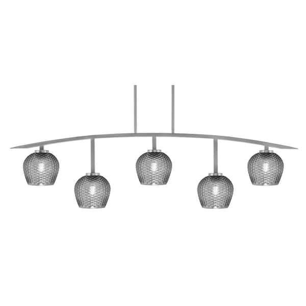 Unbranded Siena 51.25 in. 5-Light Graphite Chandelier with 6 in. Smoke Textured Glass Shades, no bulbs included