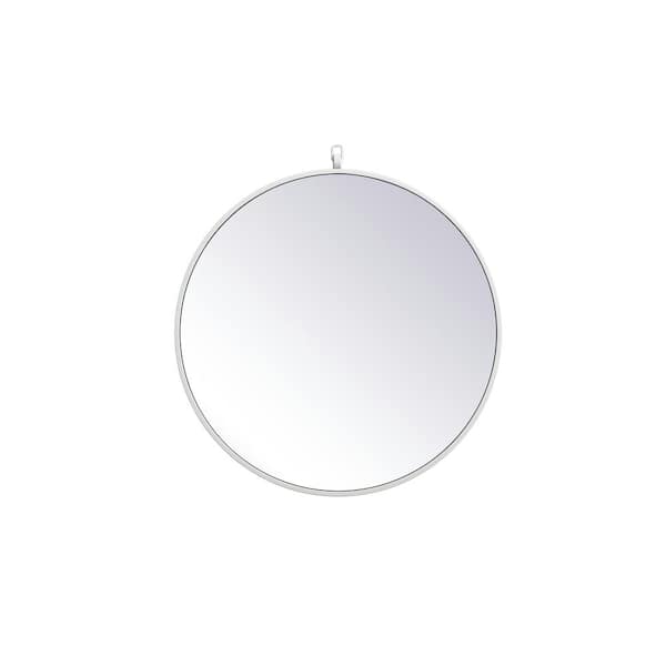Unbranded Medium Round White Modern Mirror (24 in. H x 24 in. W)