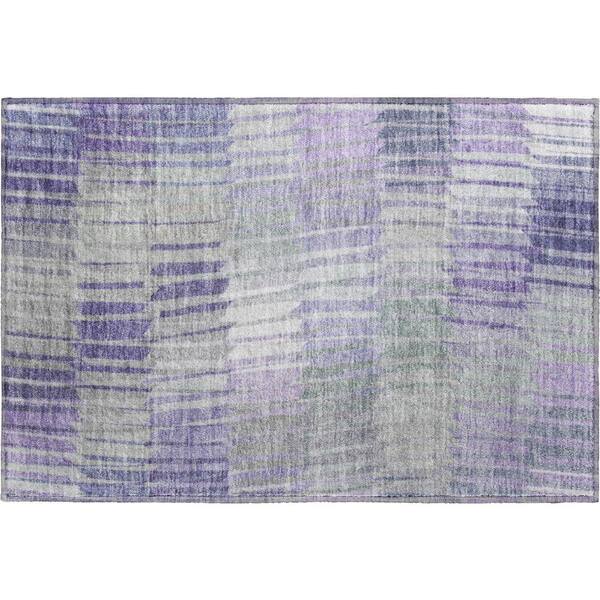 Mayfield Premium Machine Washable Abstract AMF2271 Lavender 2 ft. x 3 ft. Accent Rug