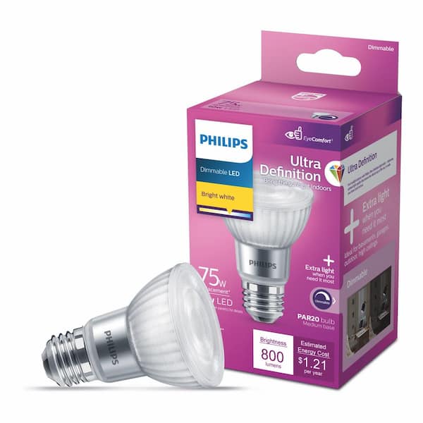 hvile gevinst melodi Philips 75-Watt Equivalent PAR20 Ultra Definition Dimmable High Output E26 LED  Light Bulb Bright White 3000K (1-Pack) 573196 - The Home Depot