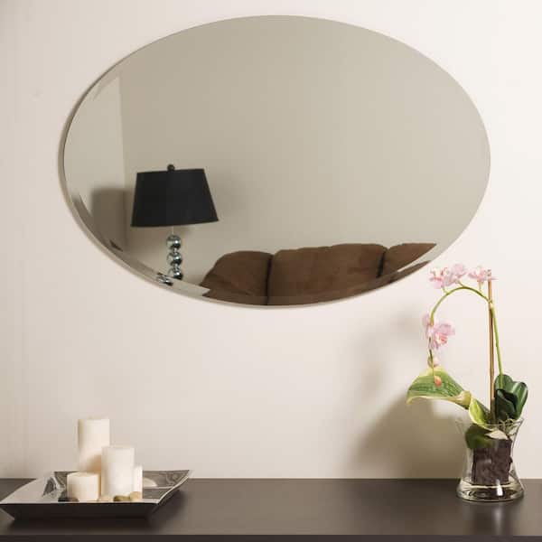 Decor Wonderland 24 In W X 36 H, Oval Frameless Bathroom Mirror With Beveled Edges
