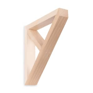 Farmhouse Angle Bracket-1.5 in. x 9 in. x 9 in. Unfinished Hardwood-Decorative Shelf Bracket with Keyhole Plate