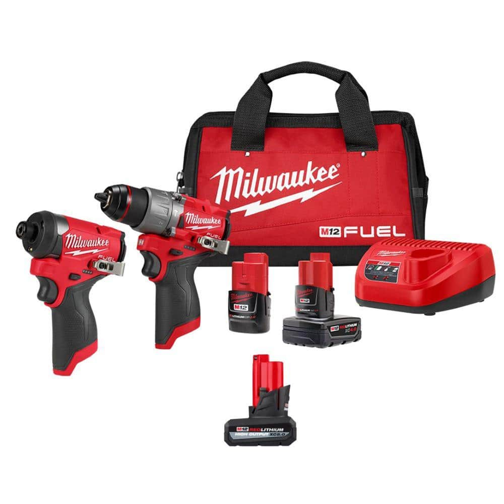 M12 FUEL 12V Lithium-Ion Brushless Cordless Hammer Drill/Impact Driver Combo Kit 2-Tool w/High Output 5.0Ah Battery -  Milwaukee, 3497-22-2450