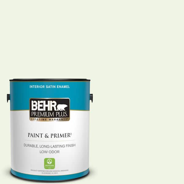 BEHR PREMIUM PLUS 1 gal. #M370-1 Fresh Dew Satin Enamel Low Odor Interior Paint & Primer