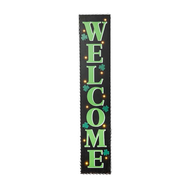 Glitzhome 42 in. H Lighted St. Patrick's Wooden WELCOME Porch Sign