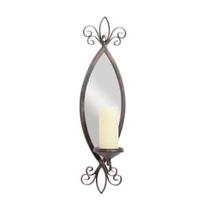 Brown Metal Single Candle Wall Sconce