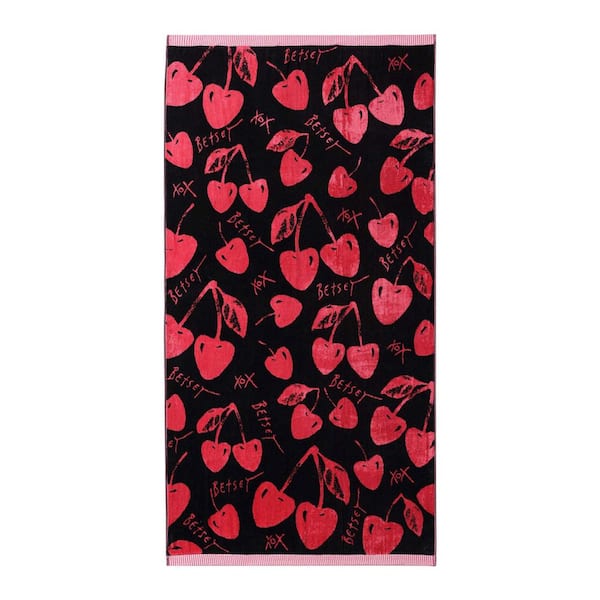 BETSEY JOHNSON Cherry Love 1-Piece Black/Fuchsia Pink Cotton