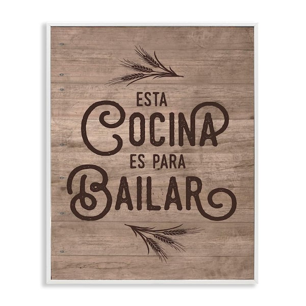 Stupell Industries Kitchen for Dancing Translation by Lettered and Lined White Framed Typography Giclee Art Print 14 in. x 11 in.
