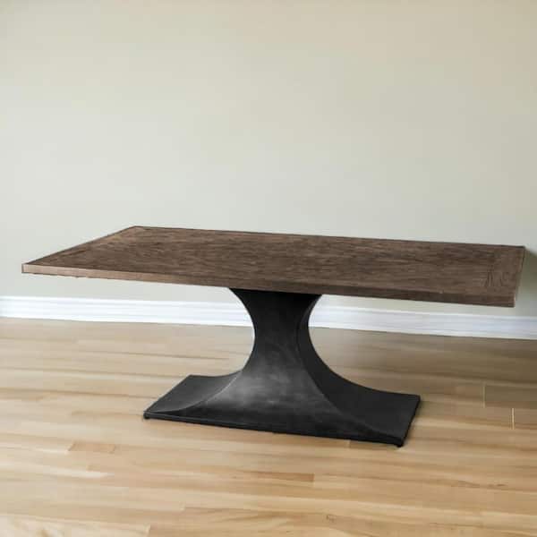 Brown Wood 79 in. Pedestal Dining Table Seats 8