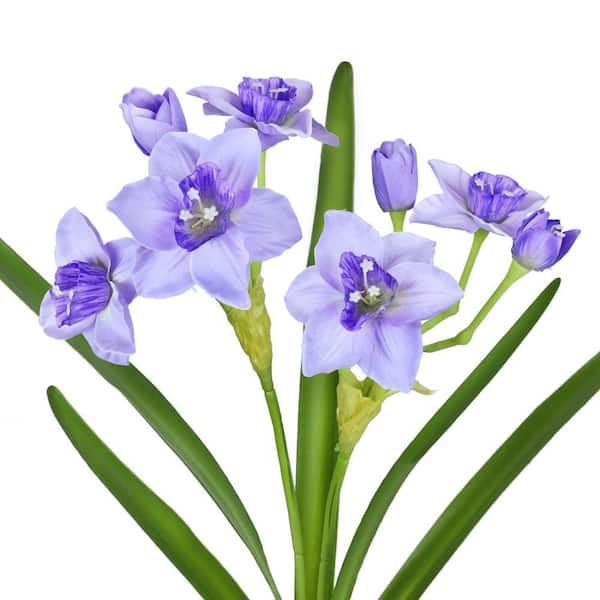 LIVING LUXURY 22 in. Purple Artificial Daffodil Flower Stem Bush