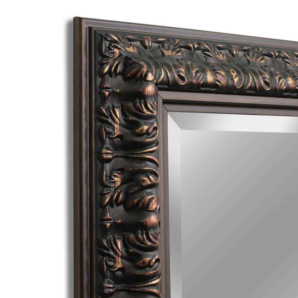 Elegant Rectangular 34.5" Bronze and Silver Ornate Mirror