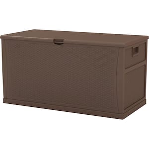 125 gal. Resin Deck Box, Large Outdoor Storage Box for Patio Furniture, Outdoor Cushions in Brown