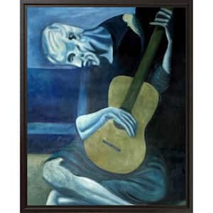 The Old Guitarist by Pablo Picasso Black Floater Framed People Oil Painting Art Print 17.5 in. x 21.5 in.