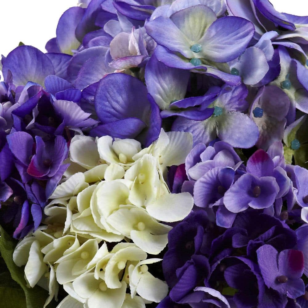 Multicolor Hydrangea Flower Arrangement in Glass Vase