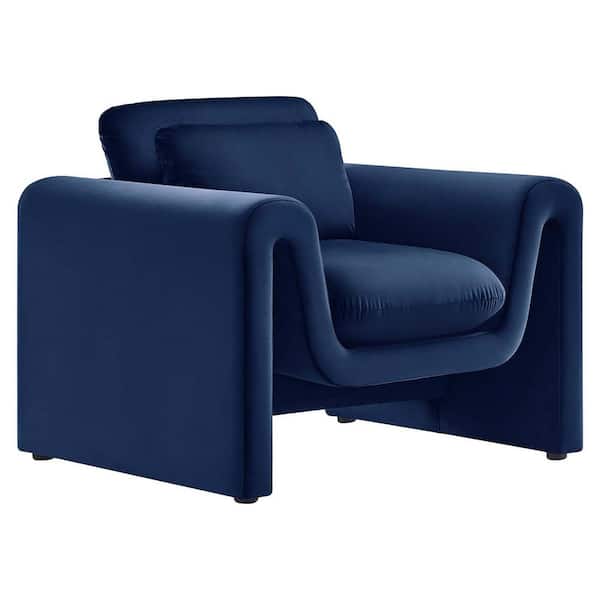 MODWAY Waverly Midnight Blue Performance Velvet Armchair