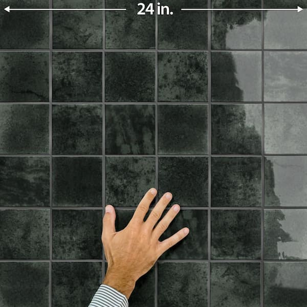 Merola Tile Menorca Black 4 in. x 4 in. Ceramic Wall Tile (6.6 sq